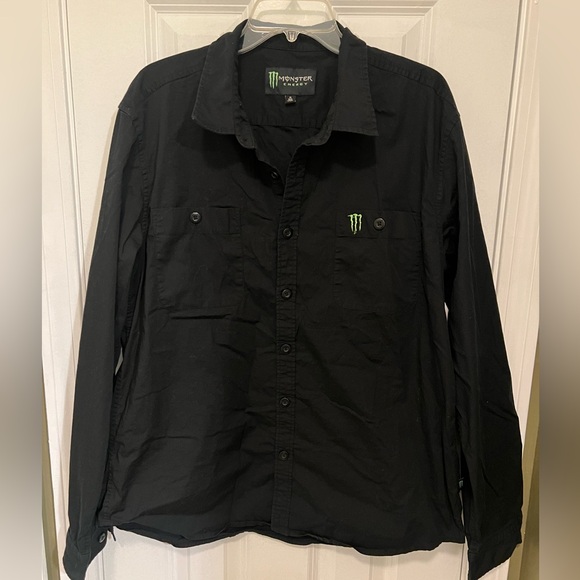 Monster Energy Shirt Mens Size X Large Long Sleeve Button Up Embroidered Logo - Picture 1 of 3